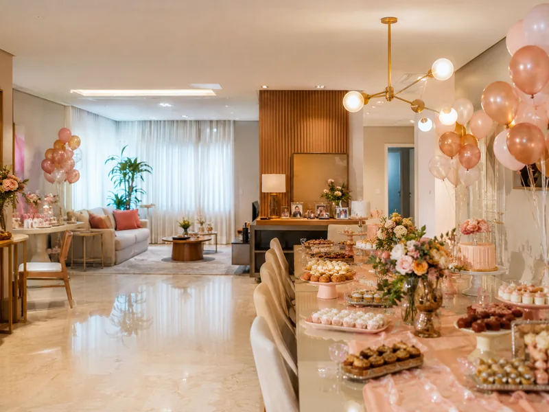 Festa infantil em casa com sala integrada