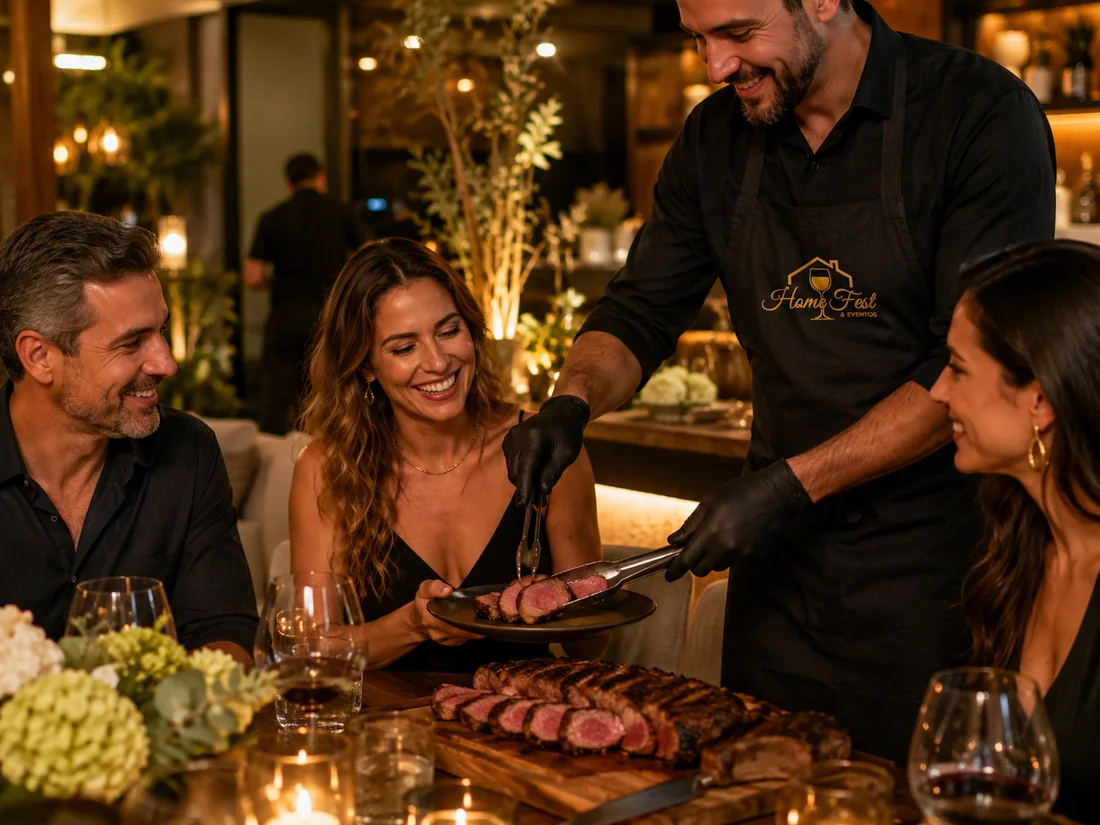 Celebração especial com Fire BBQ e convidados reunidos