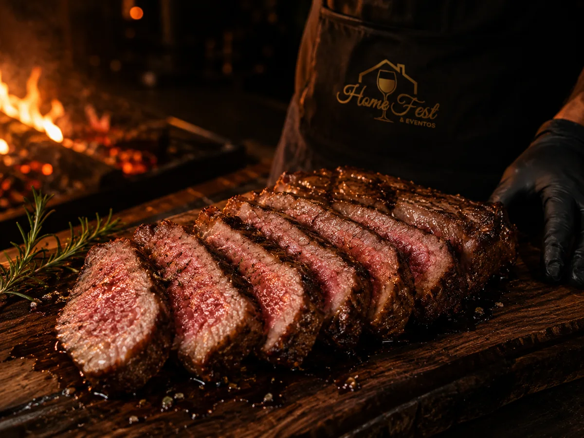 Cortes selecionados fatiados para experiência Fire BBQ