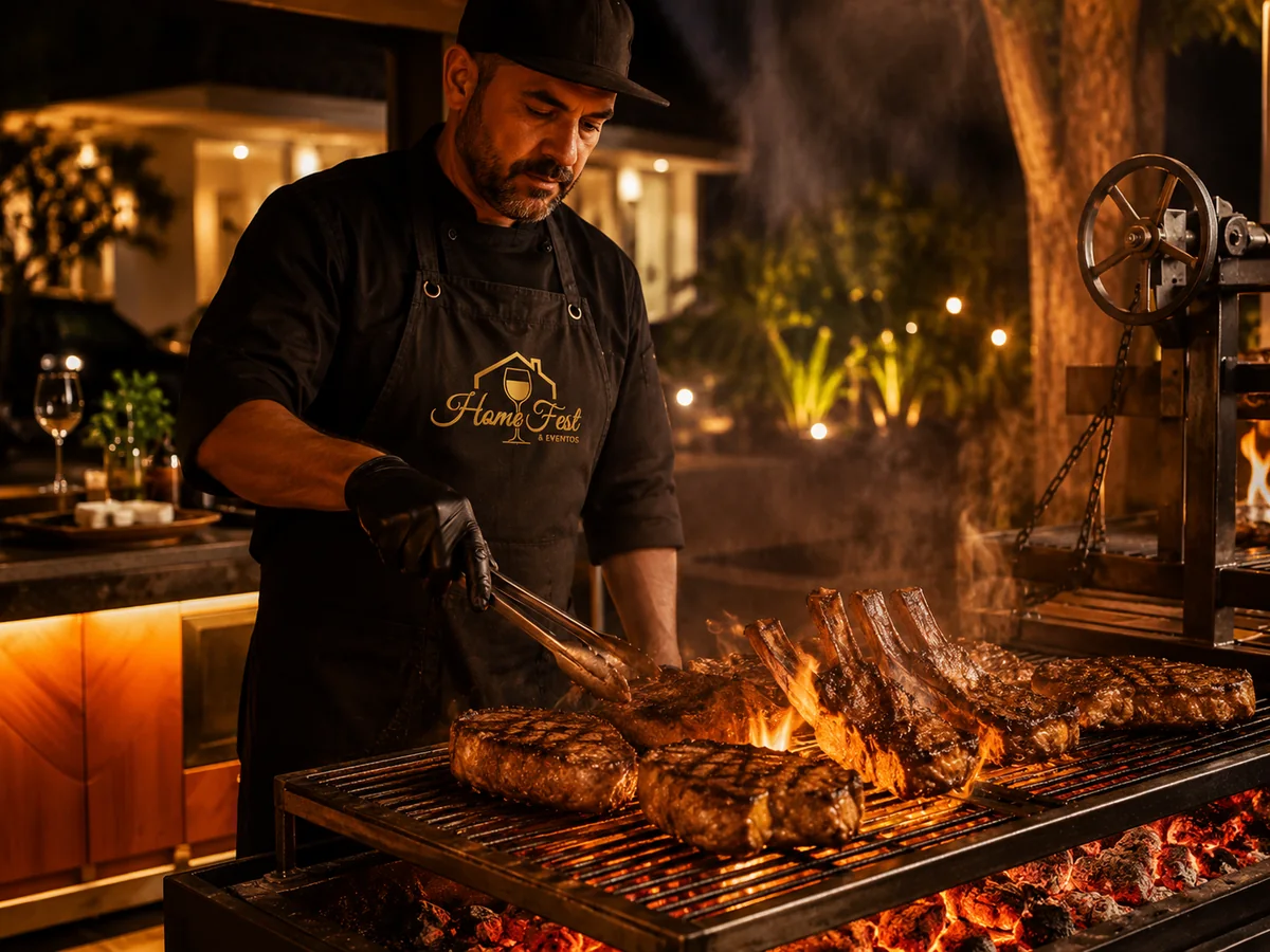 Parrilla acesa para proposta personalizada de Fire BBQ